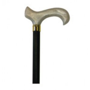 Μπαστούνι Μαύρο Με Derby Ακρυλική Λαβή Λευκή