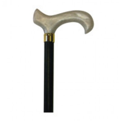 Μπαστούνι Μαύρο Με Derby Ακρυλική Λαβή Λευκή