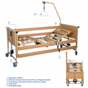 Νοσοκομειακή Κλίνη Ηλεκτρική με ξύλινους πήχεις Trento 2